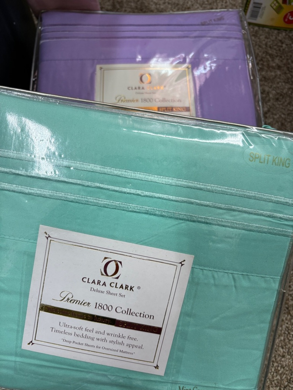 Clara Clark Mint Green or Lavender Premier Split King Size Sheet Sets